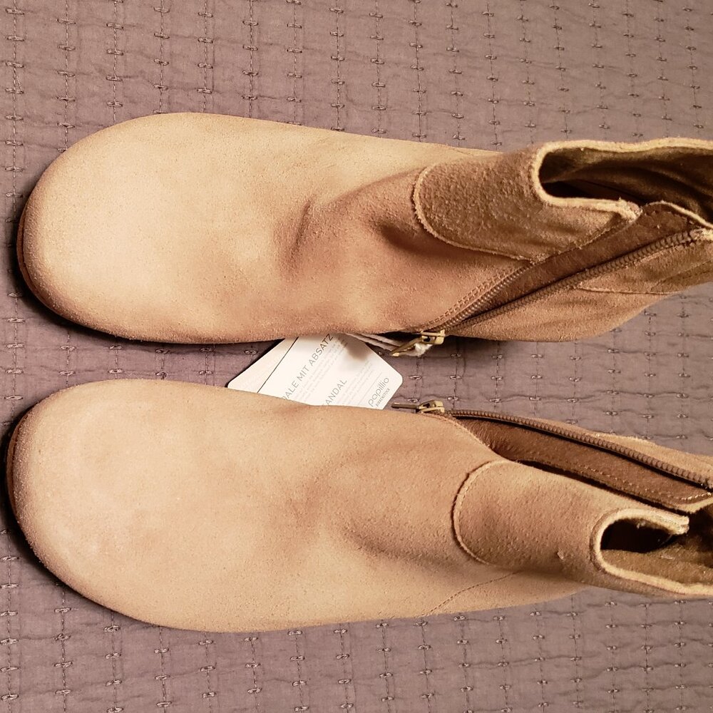 Birkenstock EBBBA Tan Suede Wedge Booties